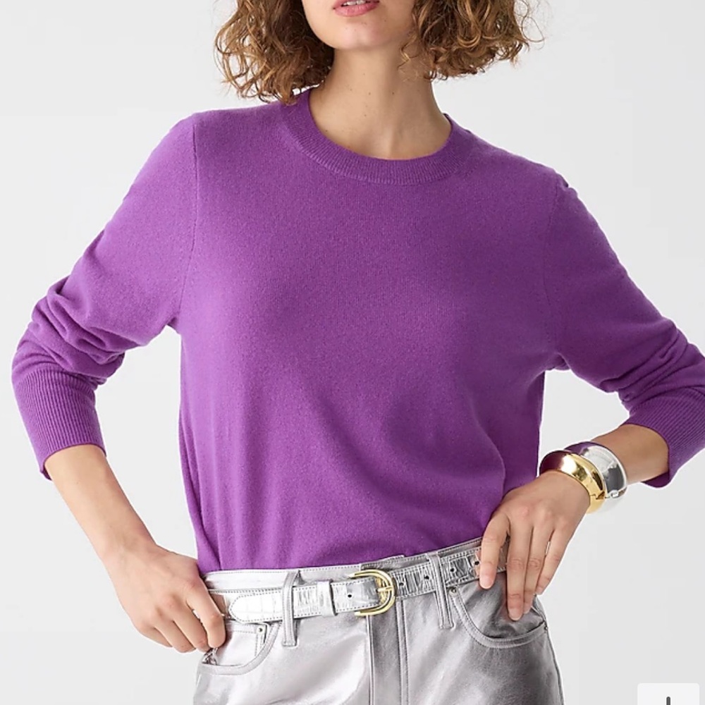 NWOT J. Crew Cashmere Classic-Fit Crewneck Sweater in Clematis Blossom